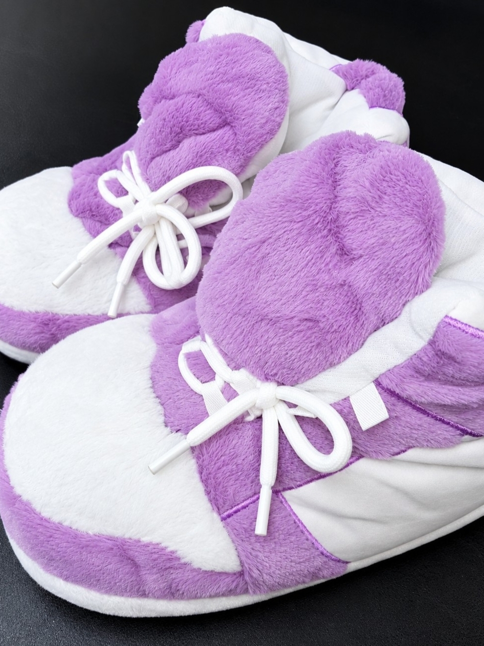 Plush Purple and White Women's Slipper Sneakers